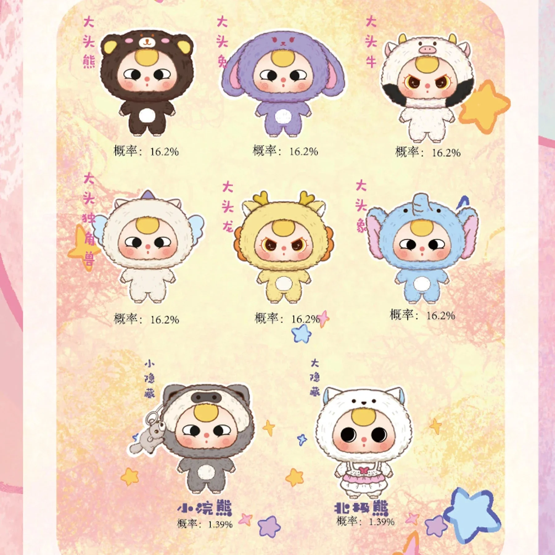 Baby Three Big Head Baby Zipper Bag Plush Series Blind Box - Image 5