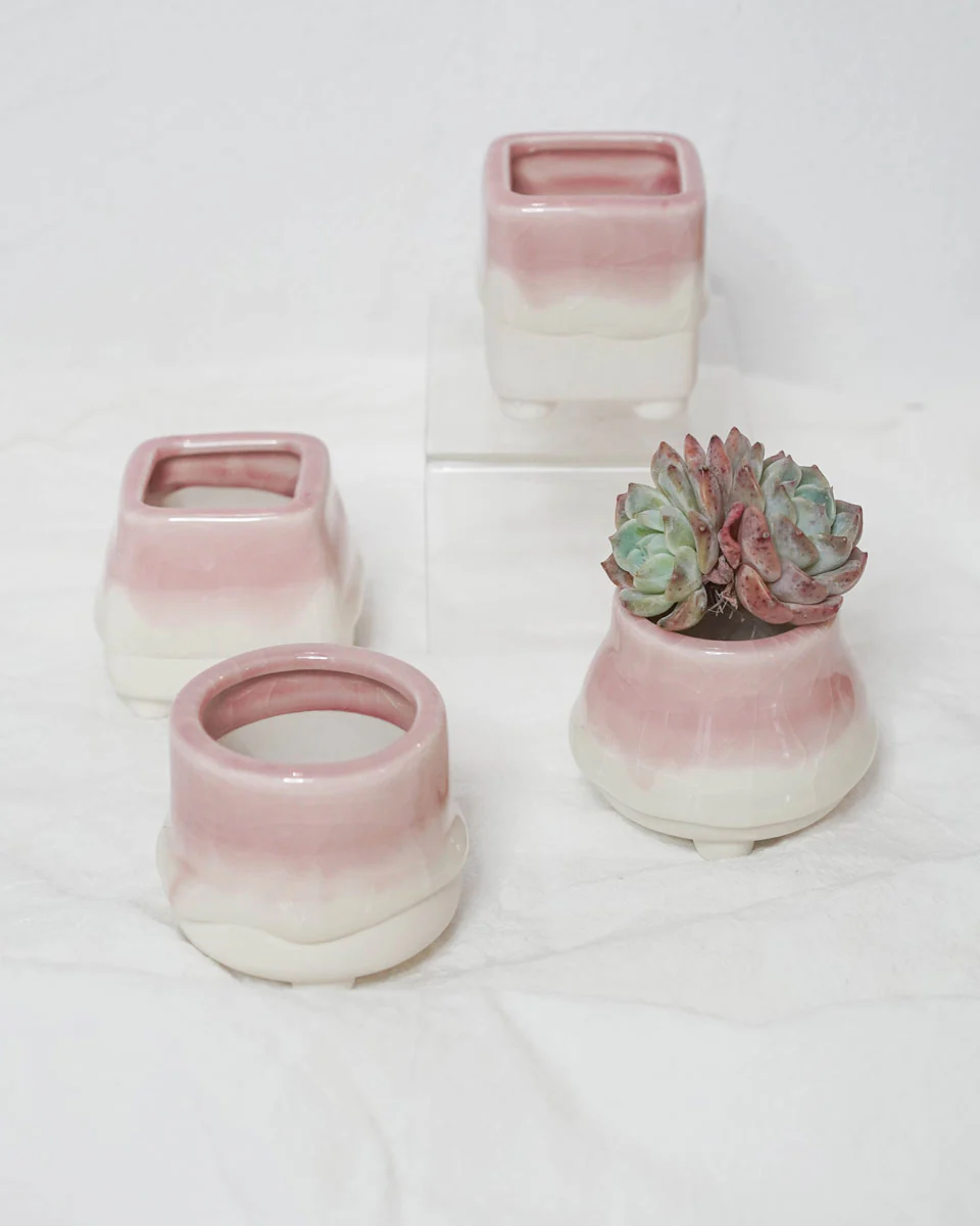Dripping Glazed Finger Pots Pink Color - Image 2