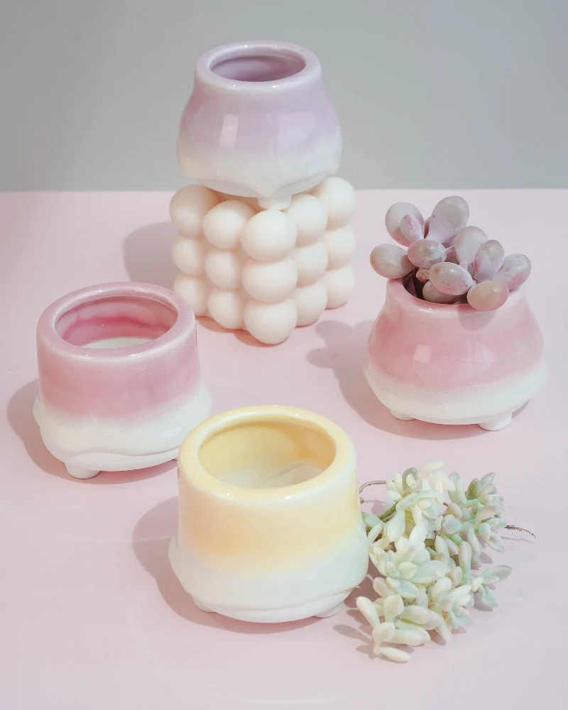 Dripping Glazed Finger Pots Pink Color - Image 7