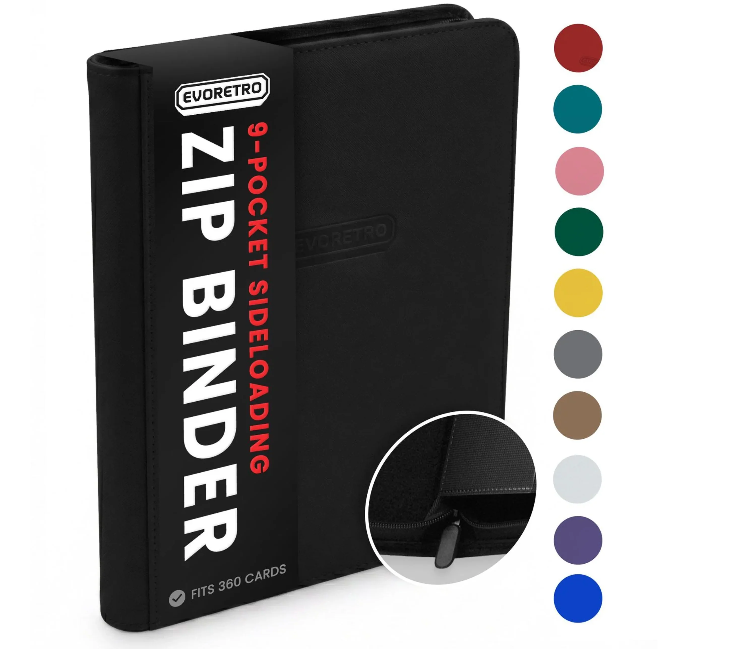 Evoretro - 9-Pocket Zip-Up Trading Card Zipper Binder for 360 cards