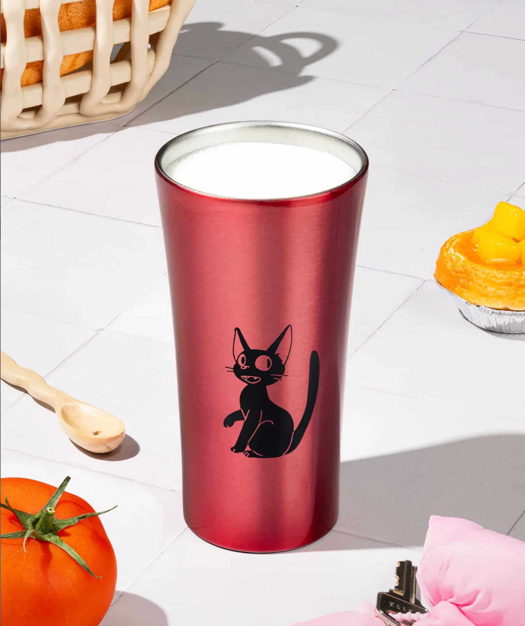 Ghibli - Kiki’s Delivery Service Stainless Steel Tumbler 13.52oz (Jiji) – Pink