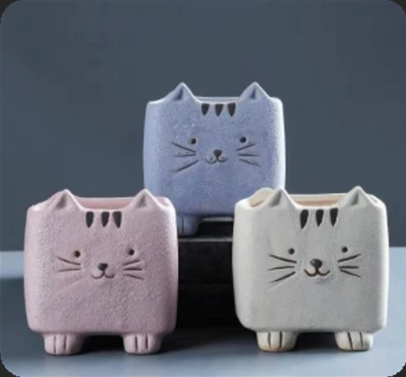 Matt Cat Square Planter
