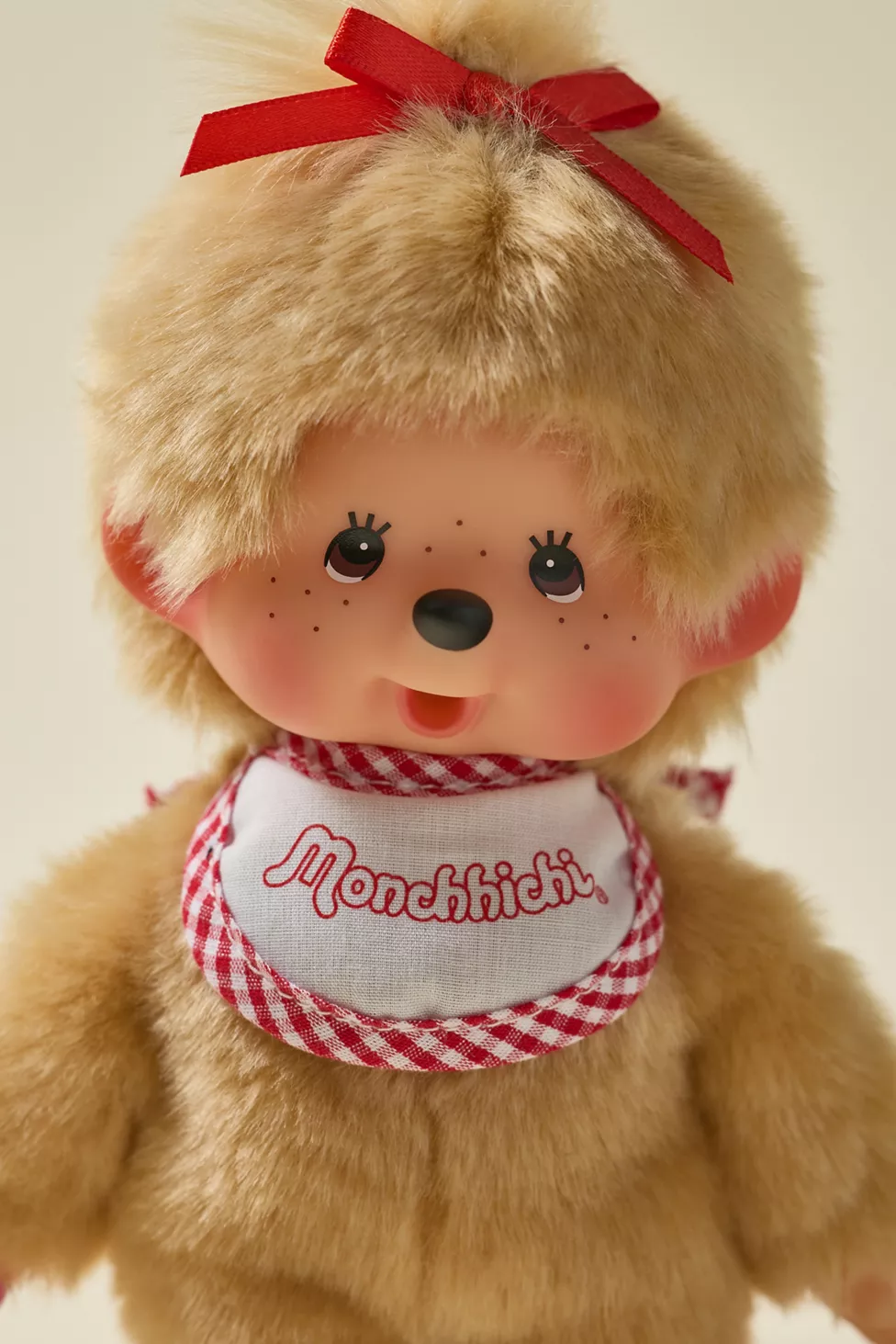 Monchhichi Beige Plush With Bib - Red/White - Image 10