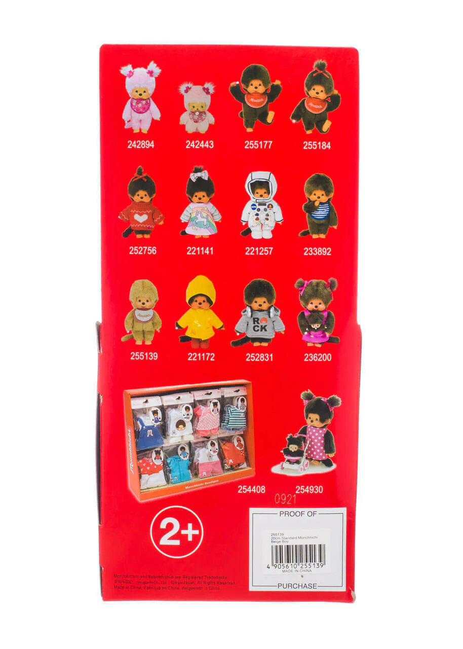 Monchhichi Beige Plush With Bib - Red/White - Image 7