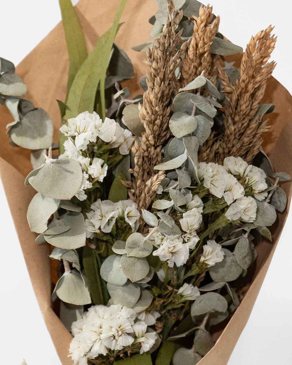 Petite Floral and Eucalyptus 12" Bouquet: White Floral - Image 2