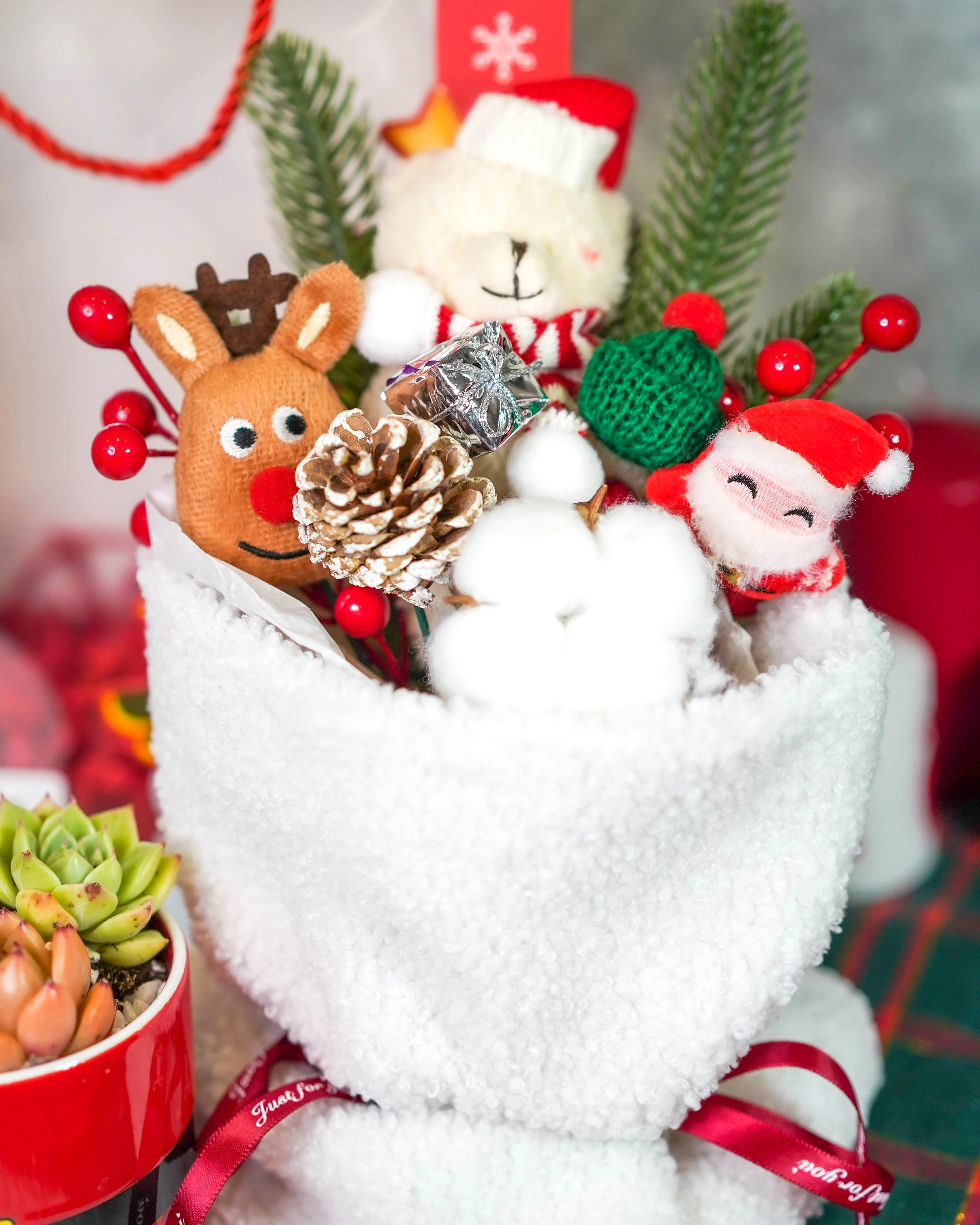 "Santa Bouquet" Korean Succulents Combo - Gift Bag - Image 7